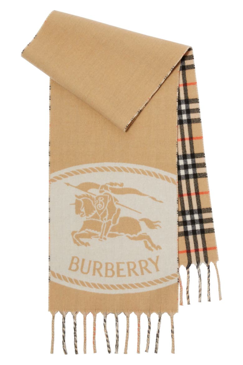 Reversible EKD Check Cashmere Scarf, Main, color, SAND