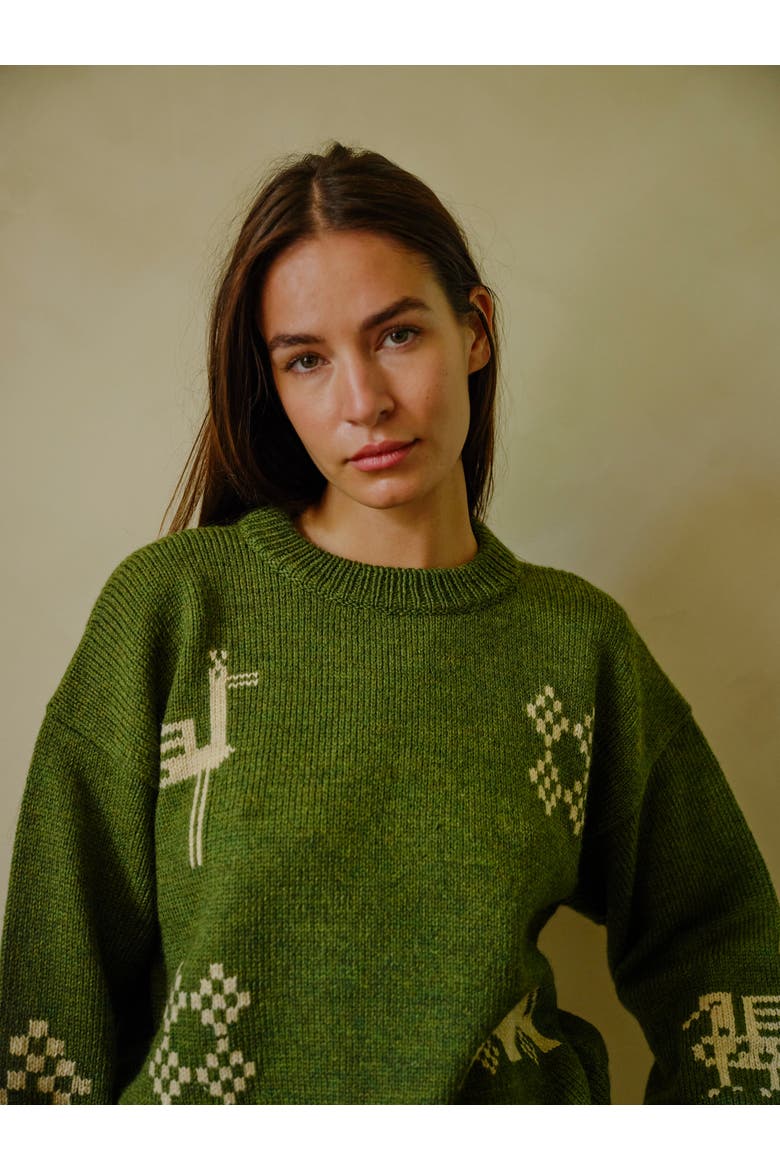 Birds Graphic Merino Sweater, Alternate, color, Terra