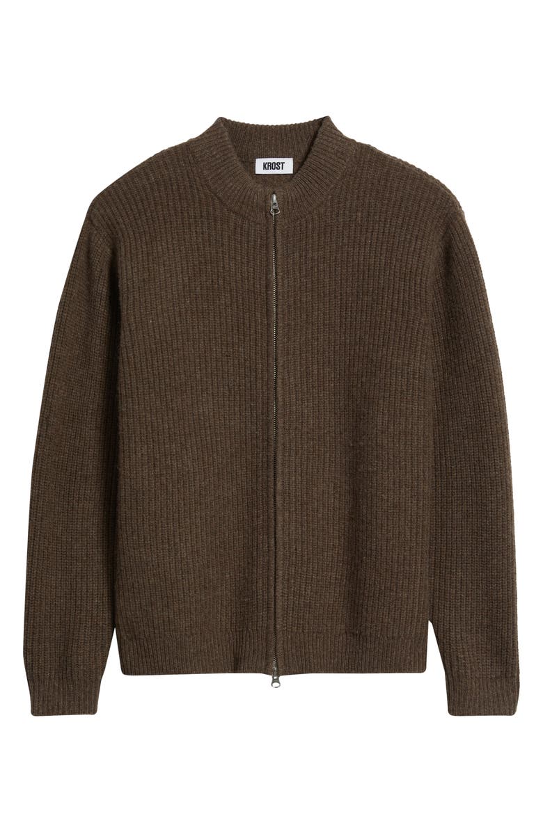 KROST Liv Wool Zip Cardigan, Alternate, color, Espresso