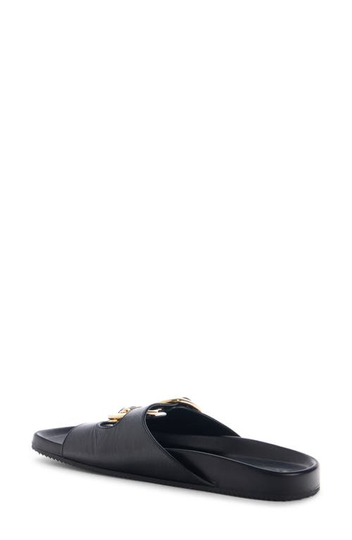 Chloé Polly Leather Double-buckle Slide Sandals In Black