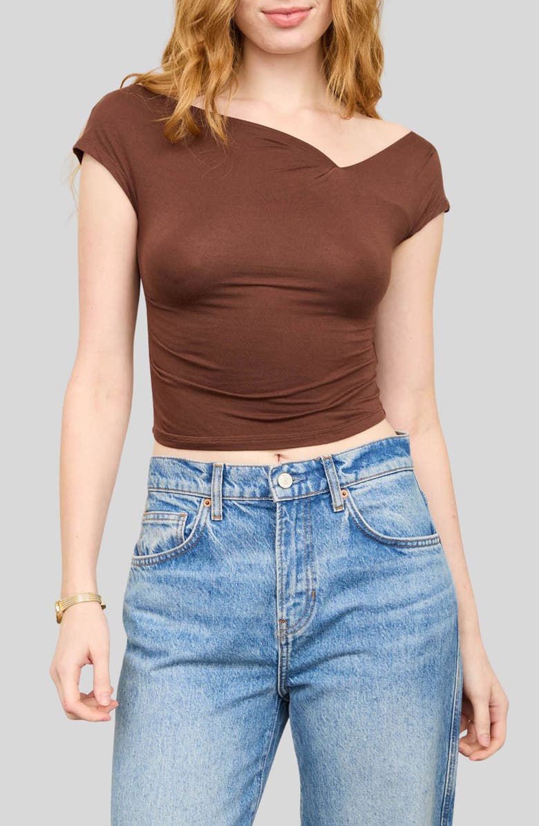 Blu Pepper Asymmetrical Top, Main, color, Chocolate