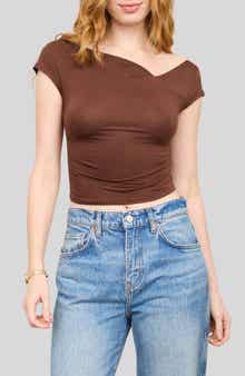 Blu Pepper Asymmetrical Neckline Knit Top