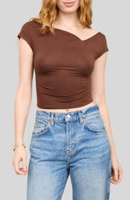 Blu Pepper Asymmetrical Neckline Knit Top
