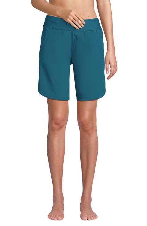 Plus Size Sunshade UPF 50 9" Board Shorts with Panty