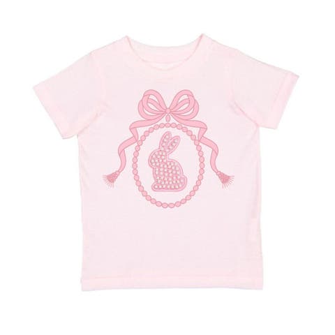 Bunny Locket Pearl Patch Easter Short Sleeve T-Shirt (Baby, Toddler, Little Kid & Big Kid)