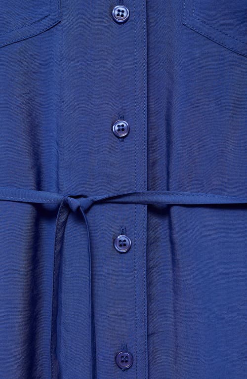 Mango Short Sleeve Pocket Shirtdress In Vibrant Blue