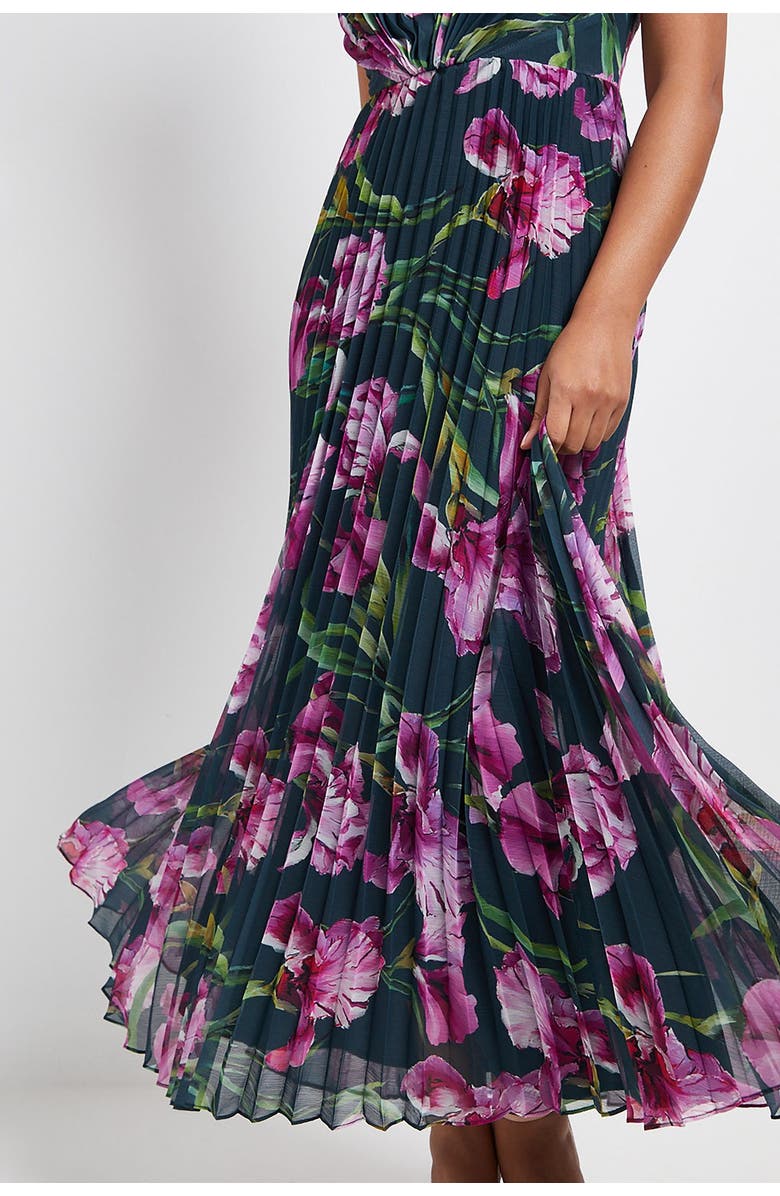 Wallis Petite Floral Print Pleated Maxi Dress, Alternate, color, Green
