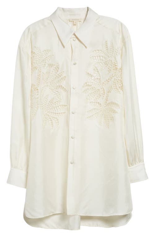 Shop Diotima Lace Panel Silk Button-up Shirt In Off-white