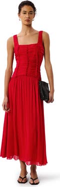 22454328 Square Neck Wide Strap Maxi Dress