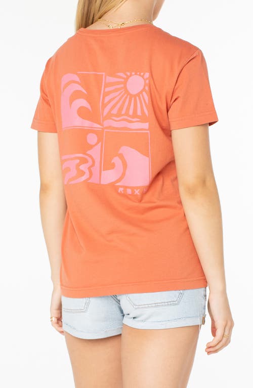 Roxy Wave Cuts Logo Cotton Graphic T-shirt In Orange
