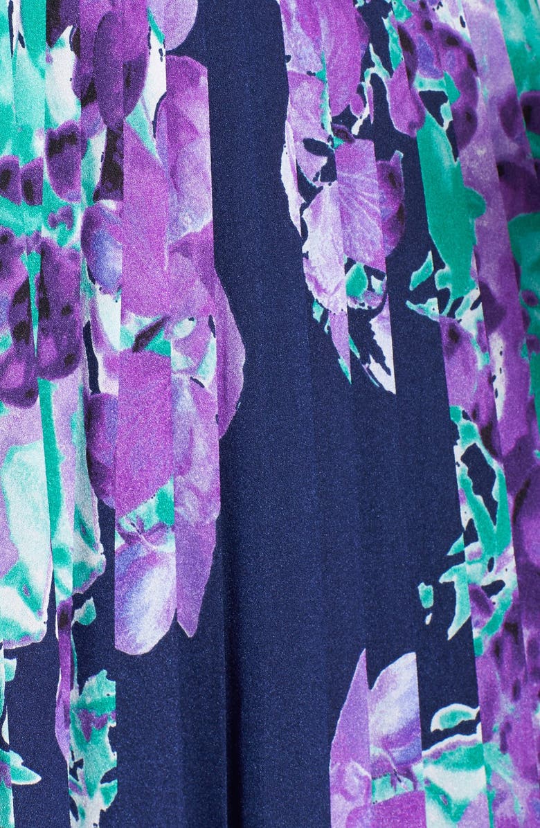Adrianna Papell Floral Print Pleat Fit & Flare Dress, Alternate, color,