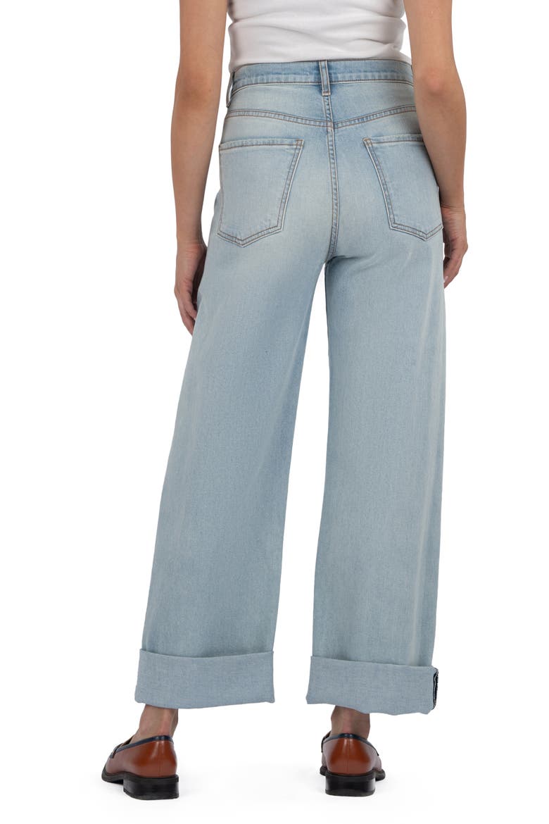 Gwen High Waist Cufed Wide Leg Jeans, Alternate, color, MEANING