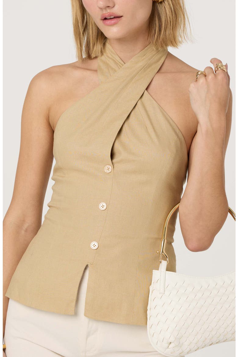 Yaritza Halter Neck Vest Top, Alternate, color, KHAKI