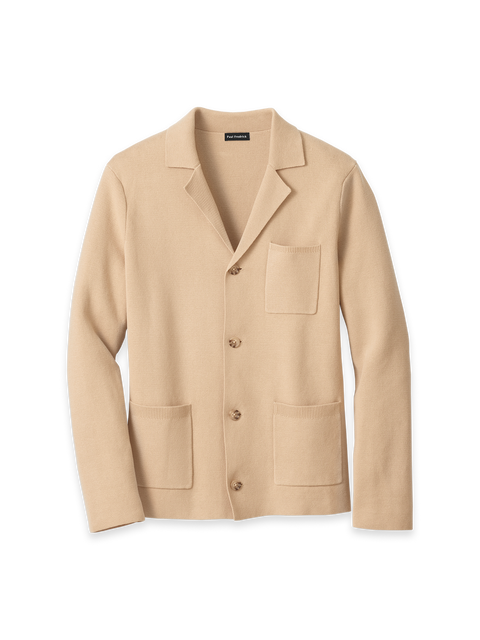 Cotton Notch Lapel Cardigan Sweater
