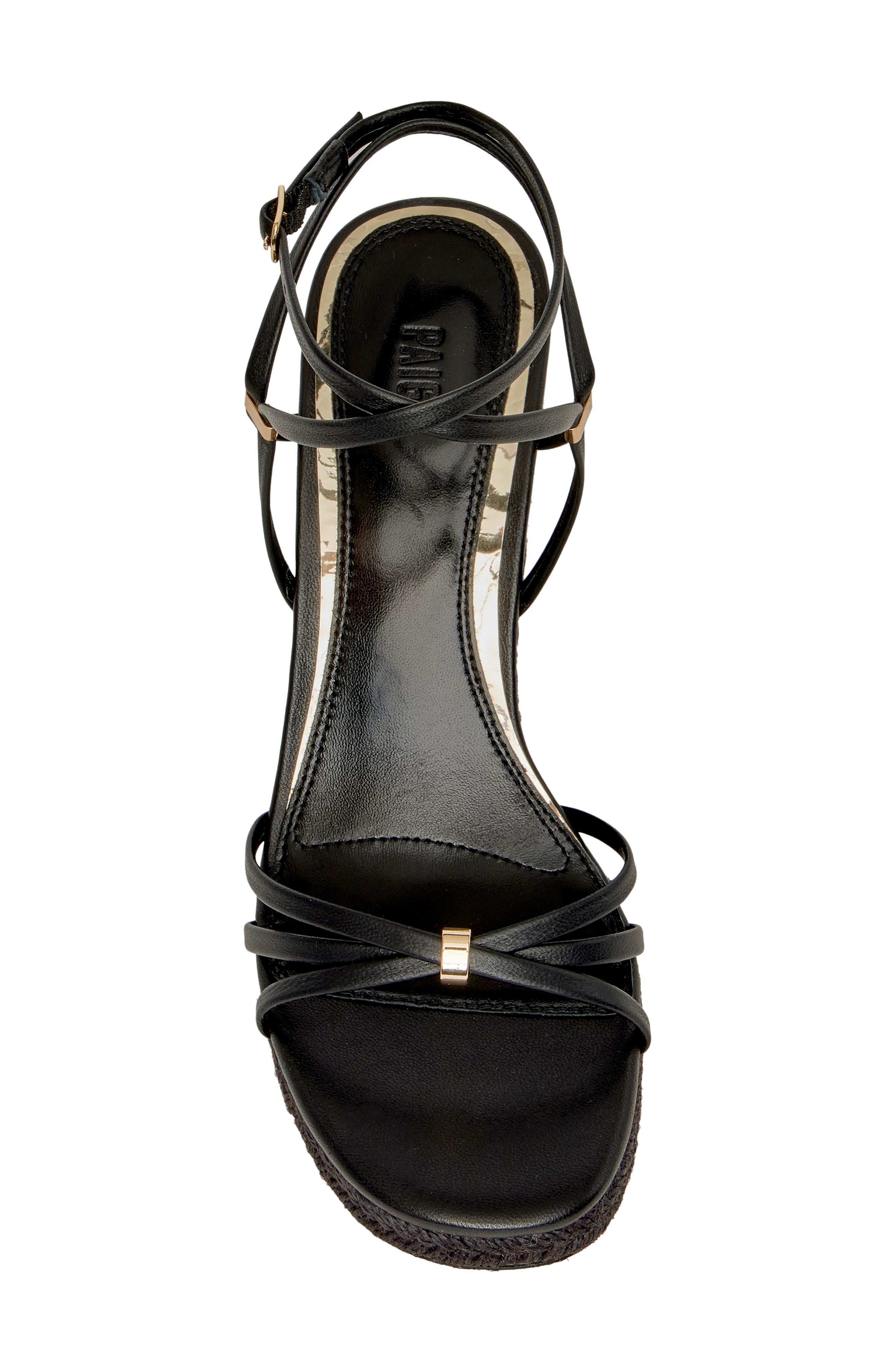 PAIGE Kylen Ankle Strap Wedge Sandal, Alternate, color, Black