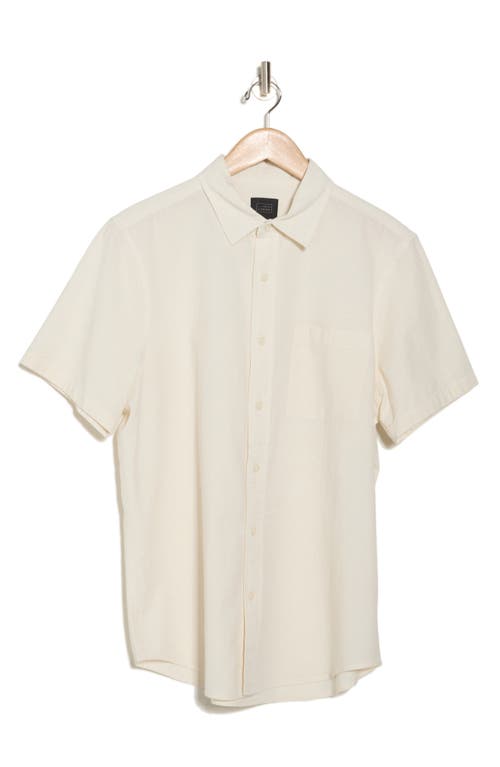 14th & Union Seersucker Short Sleeve Cotton Button-up Shirt In Ivory Eggnog