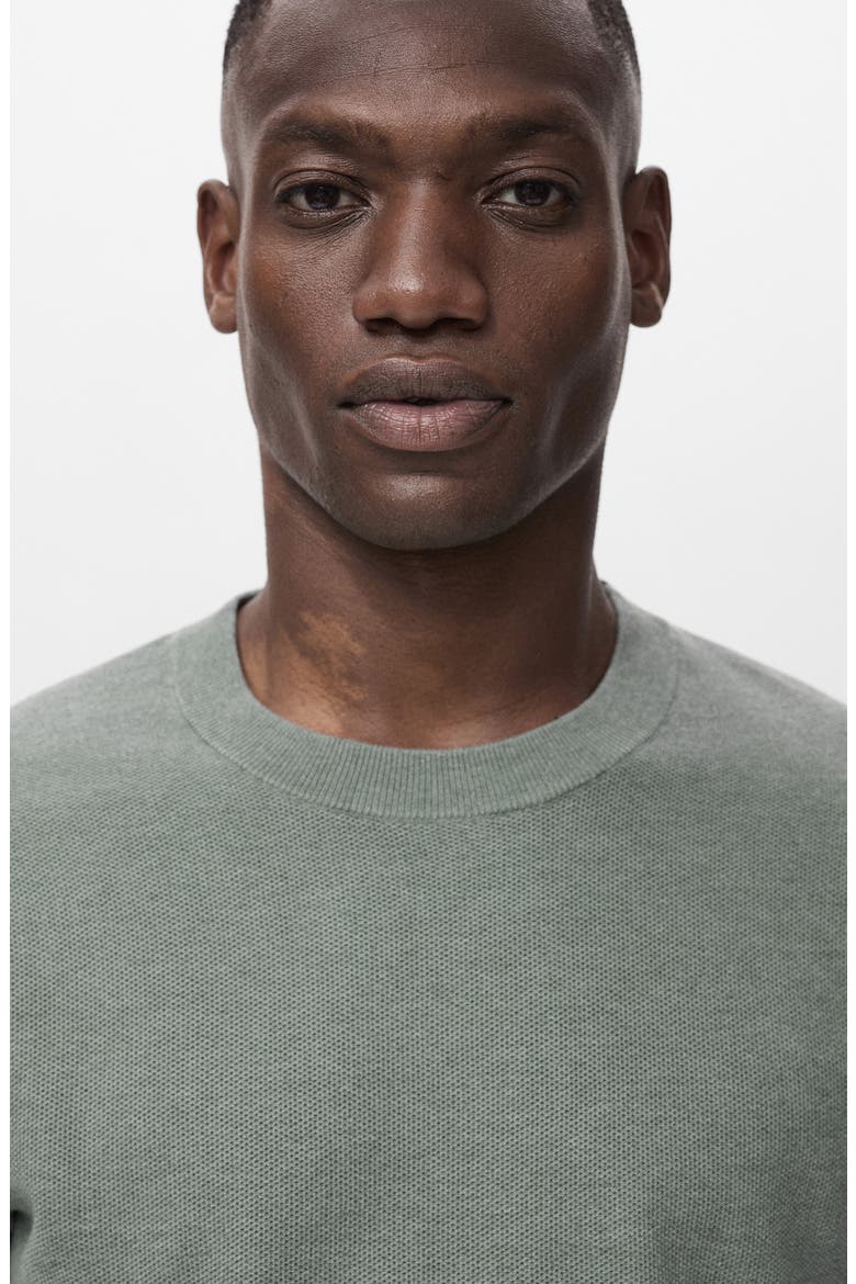 Crewneck Piqué Sweater, Alternate, color, FOREST GREEN