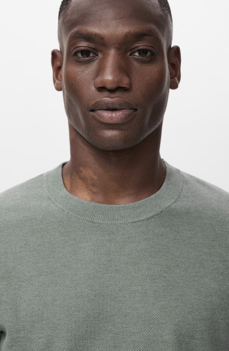 MANGO Crewneck Piqué Sweater, Alternate, color, Forest Green
