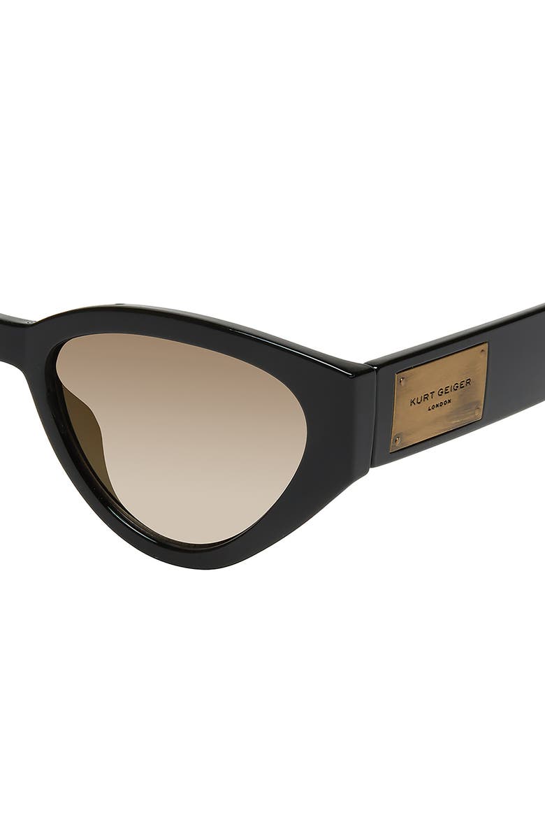 Kurt Geiger London 54mm Cat Eye Sunglasses, Alternate, color, Solid Black/ Soft Gold Flash