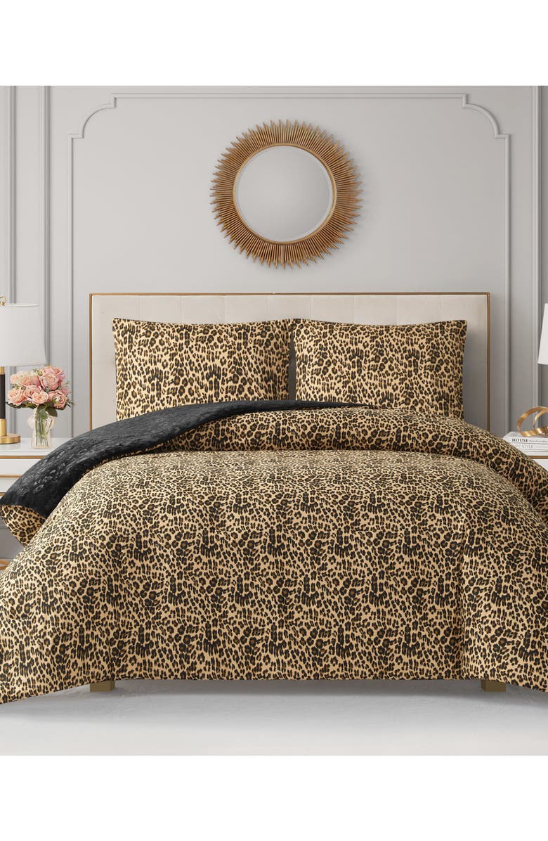 Juicy Couture Reversible Animal Print Comforter Set, Alternate, color, Leopard