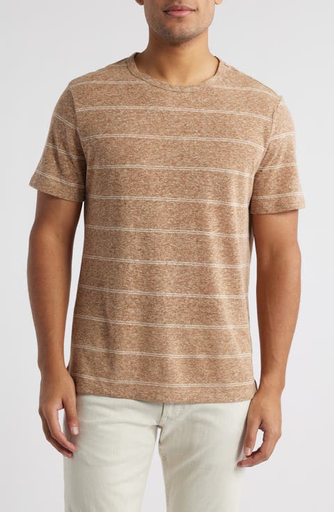 Folsom Short Sleeve Stripe Linen Blend T-Shirt