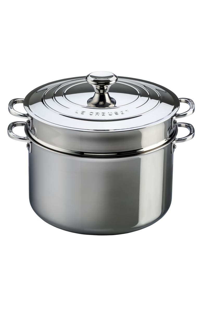 Le Creuset 9-Quart Stainless Steel Stockpot with Lid & Colander, Main, color, Stainless Steel