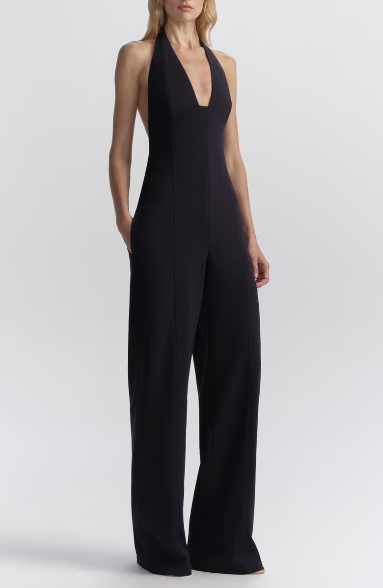 A.L.C. Eva Plunge Neck Halter Jumpsuit, Main, color, Evening Blue