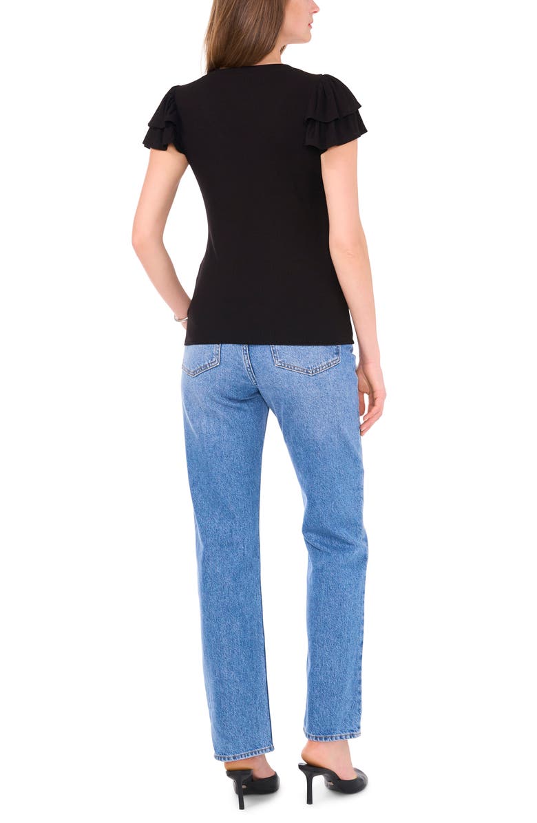 1.STATE Flutter Sleeve Rib Top, Alternate, color, Rich Black