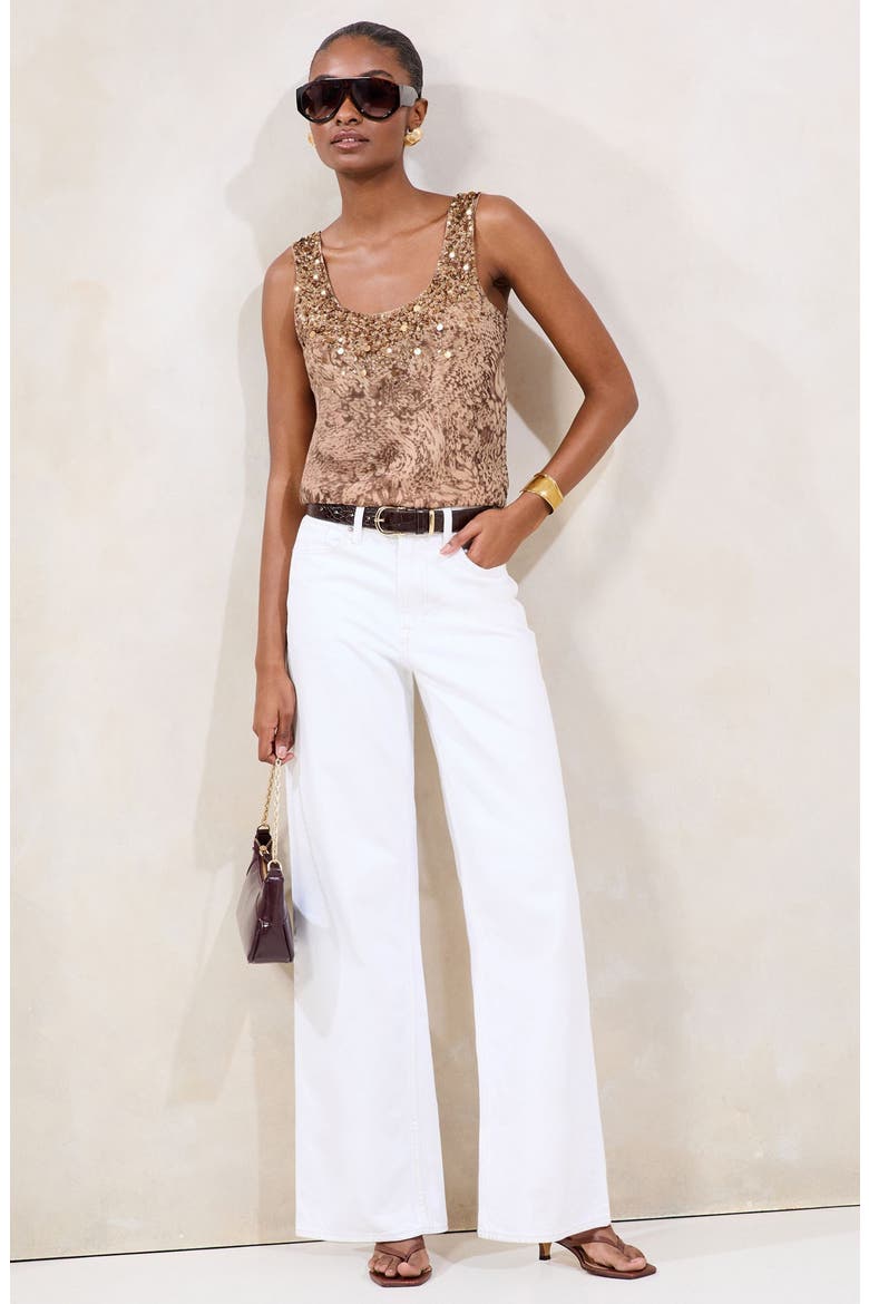 Sequin Animal Print Top, Alternate, color, BROWN