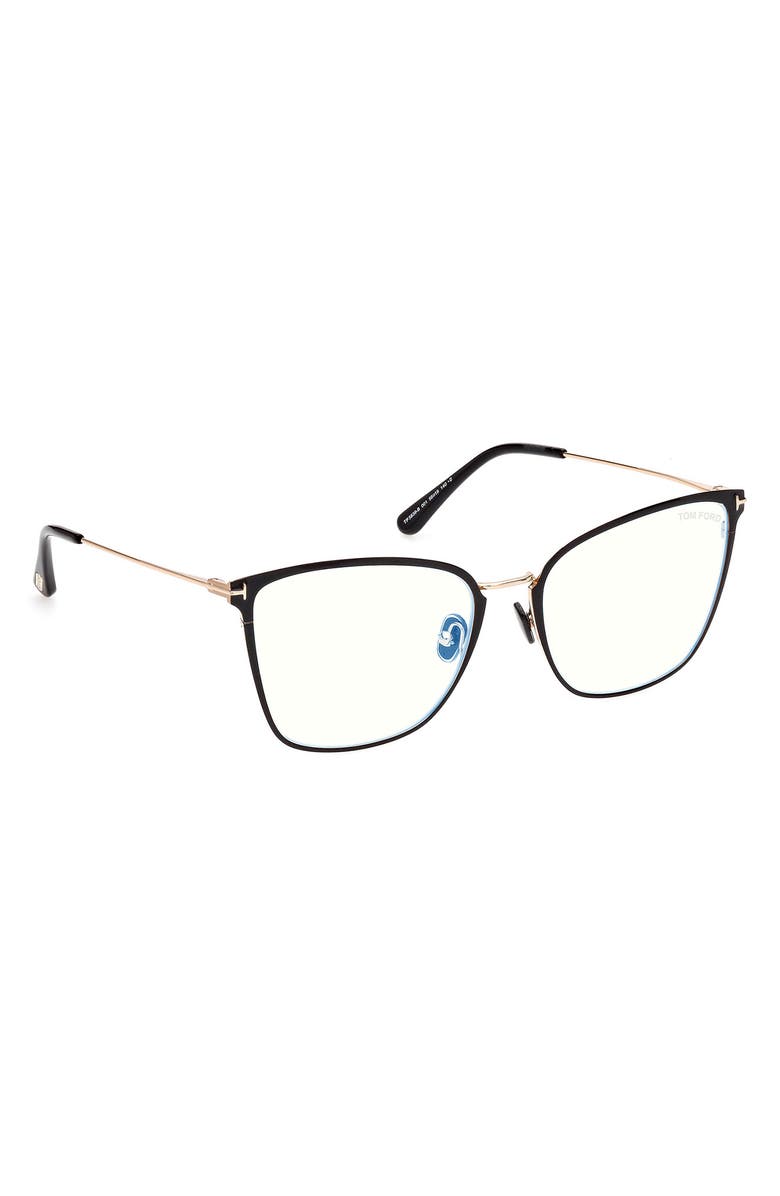 TOM FORD 56mm Butterfly Blue Light Blocking Glasses, Alternate, color, 