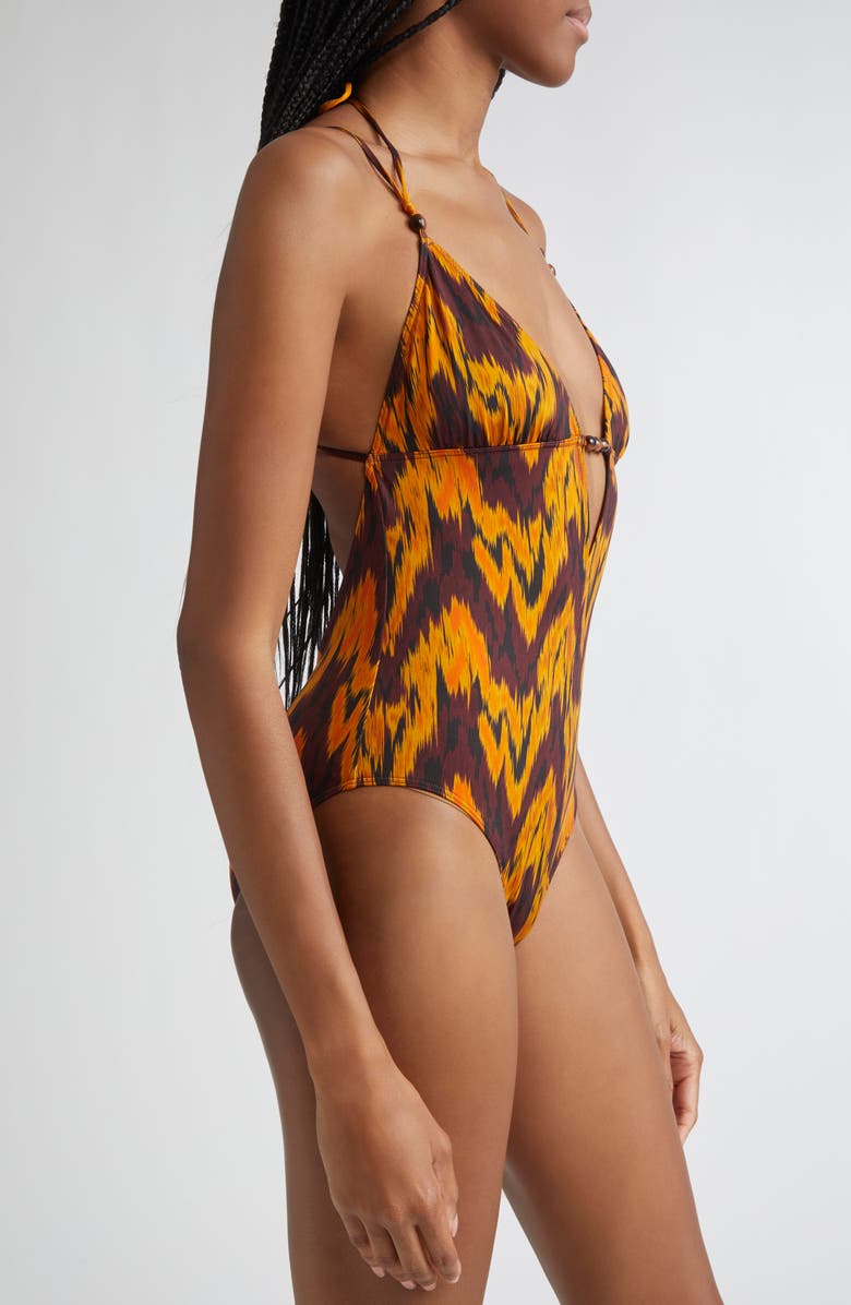 Ulla Johnson Leila Beaded One-Piece Swimsuit, Alternate, color, Terra