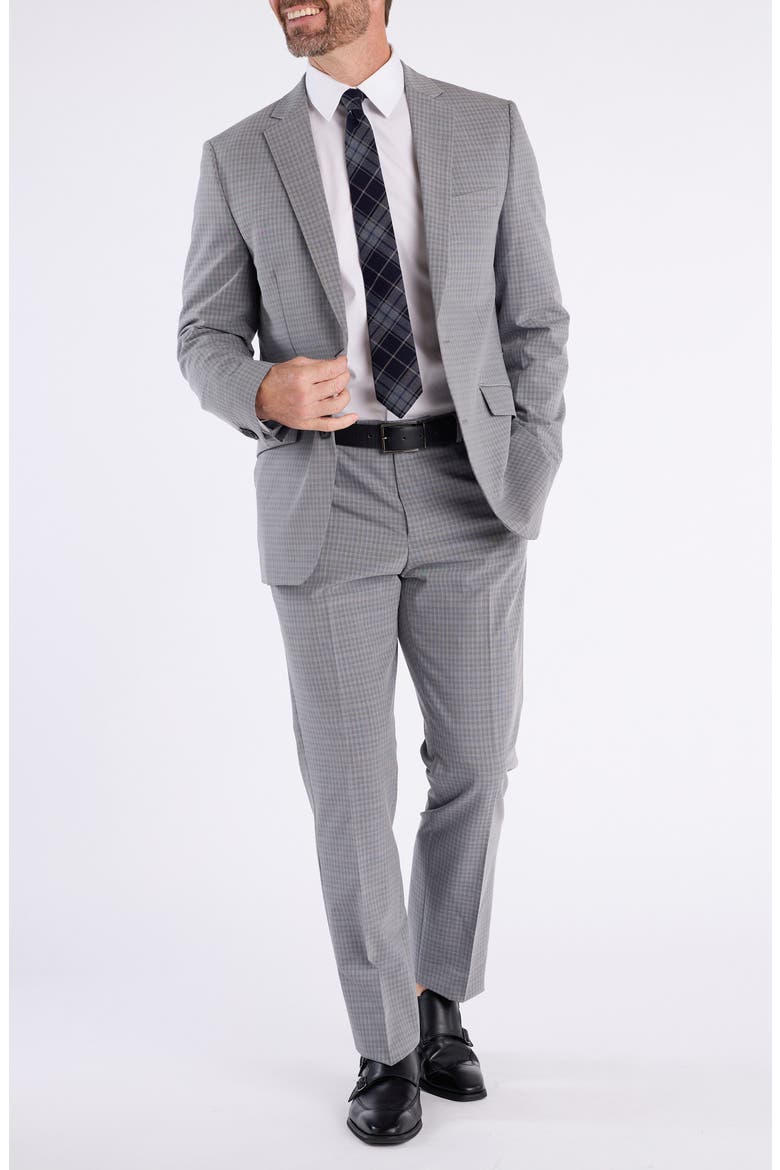 Light Grey Box Plaid Notch Lapel Suit, Main, color, GREY