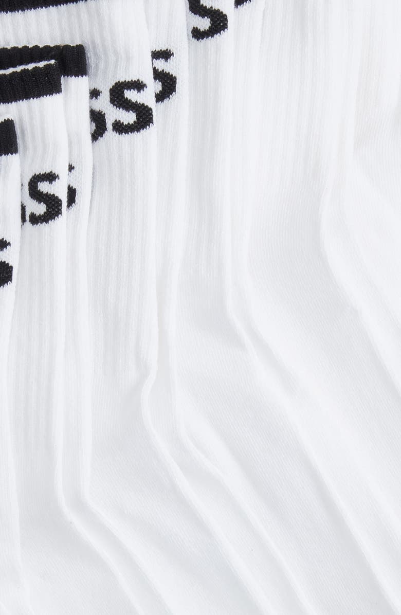 BOSS 6-Pack Stripe Crew Socks, Alternate, color, White