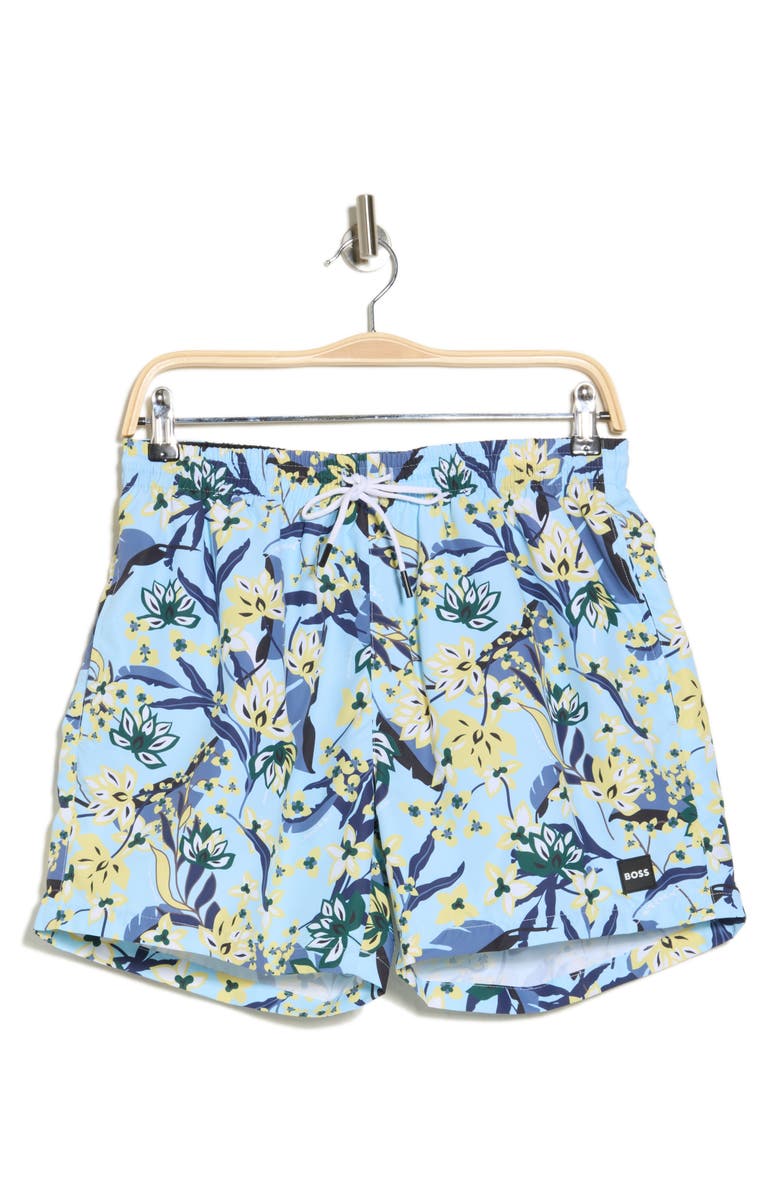 BOSS Piranha Swim Trunks, Alternate, color, Light/ Pastel Blue