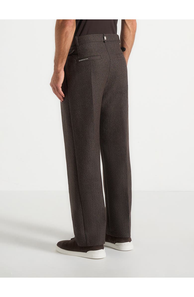Manière De Voir Pierre Relaxed Fit Melange Pleated Tailored Trousers, Alternate, color, Brown
