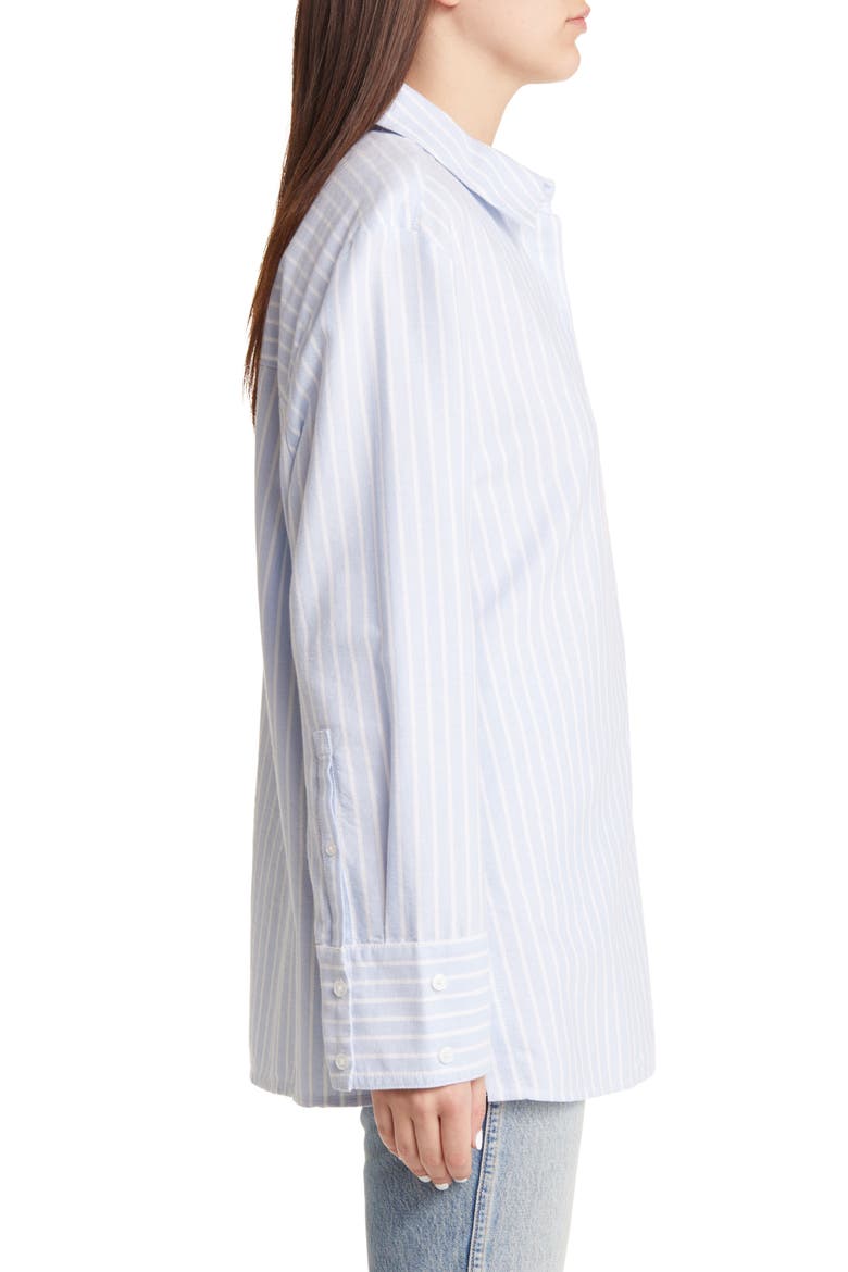 Oversize Stripe Poplin Button-Up Shirt, Alternate, color, BLUE- WHITE STRIPE