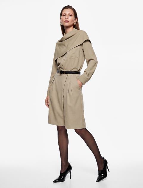 Tailored High Rise Pleated Bermuda Shorts