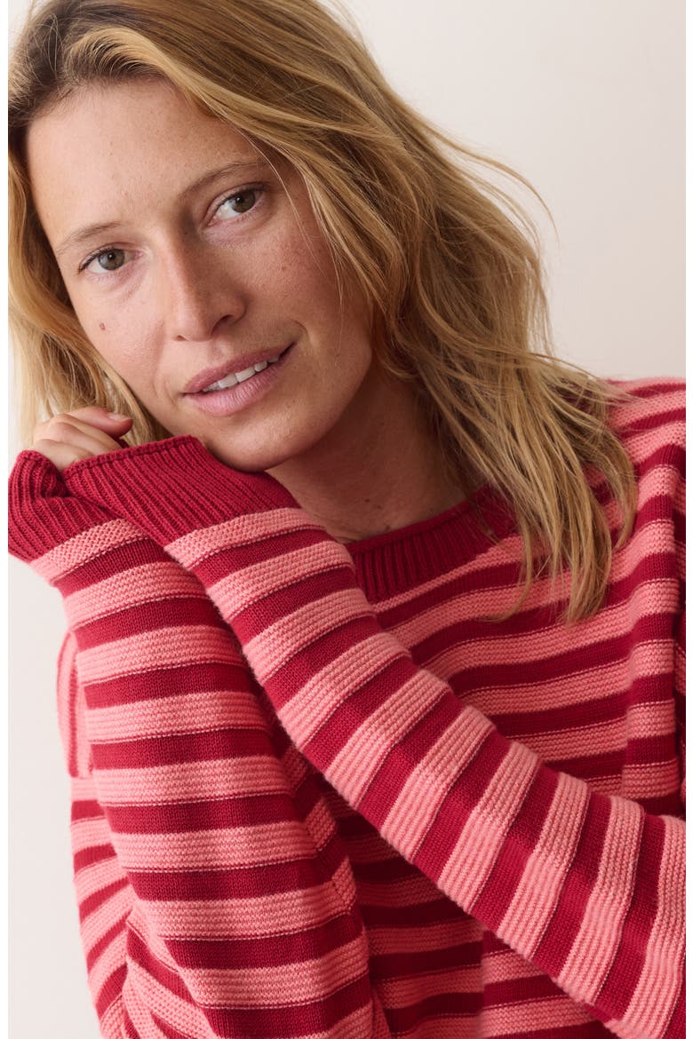 Suki Striped Crewneck Sweater, Alternate, color, DUSK ROSE STRIPE