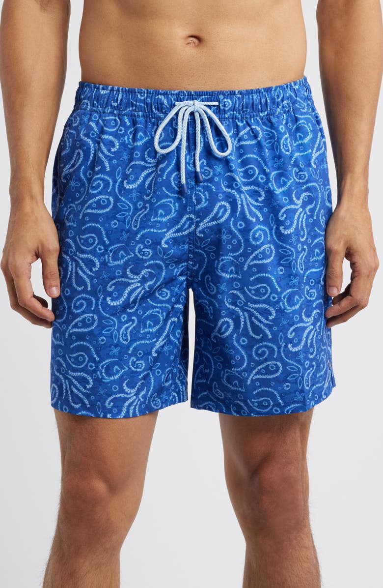 Peter Millar Tie Dive Swim Trunks, Main, color, Tide