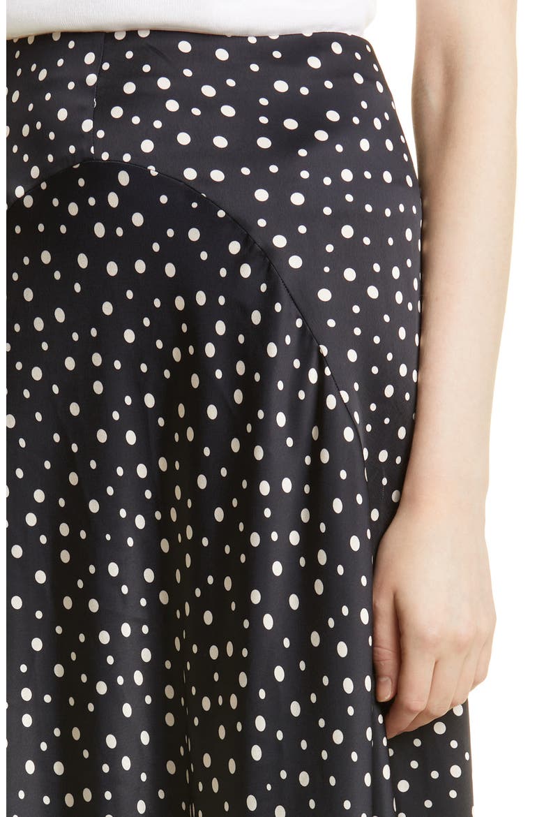 Dot Print Satin Skirt, Alternate, color, DEEP MARINE