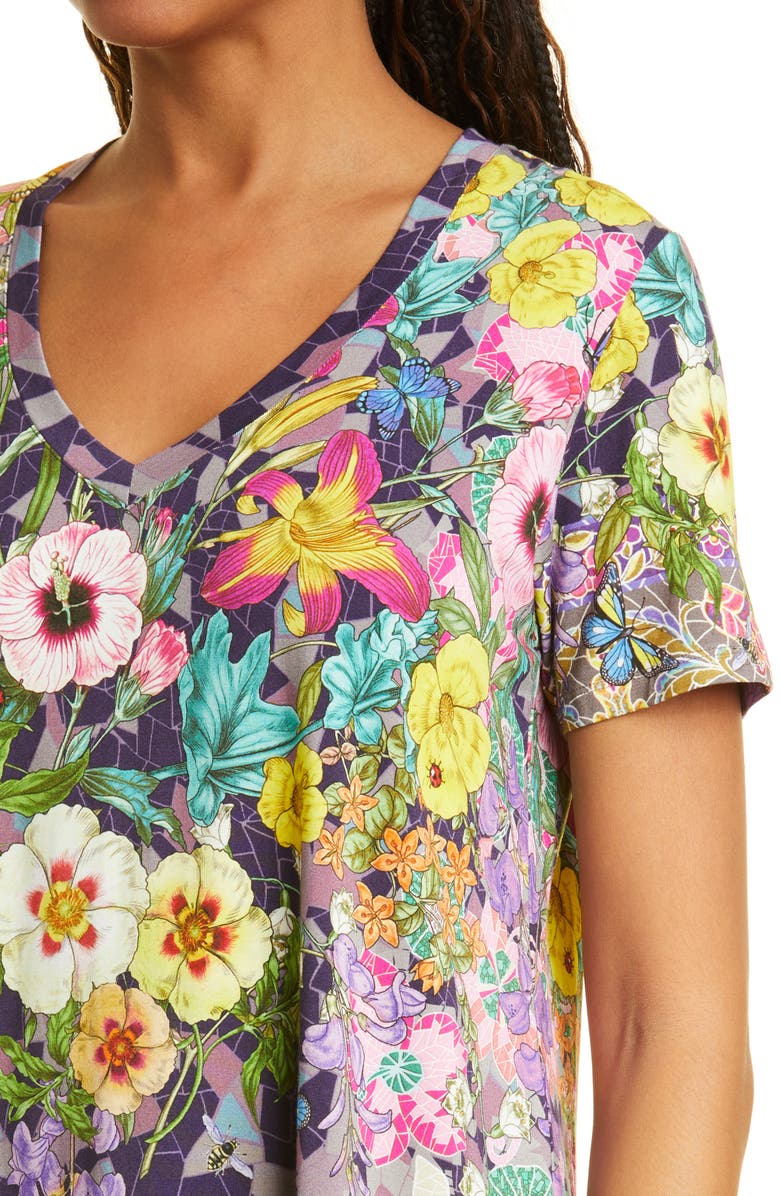 Johnny Was Cisco Floral V-Neck T-Shirt, Alternate, color,