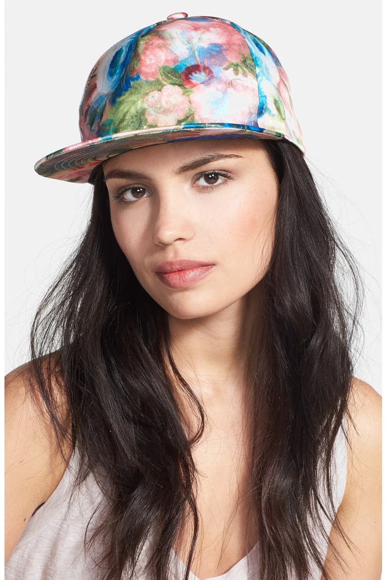 'Wild Blooms' Baseball Cap, Main, color, BLUE