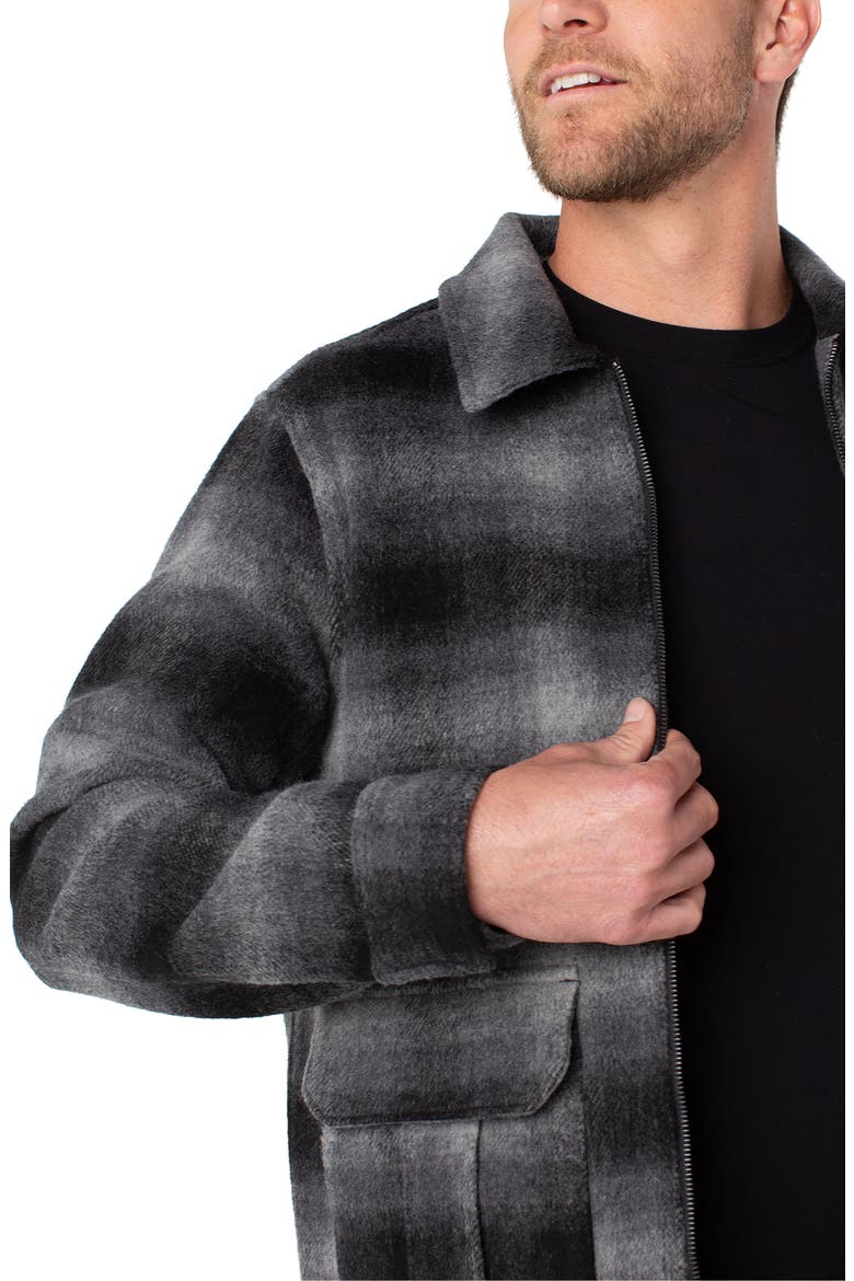 Wool Blend Zip Jacket, Alternate, color, BLACK GREY MULTI