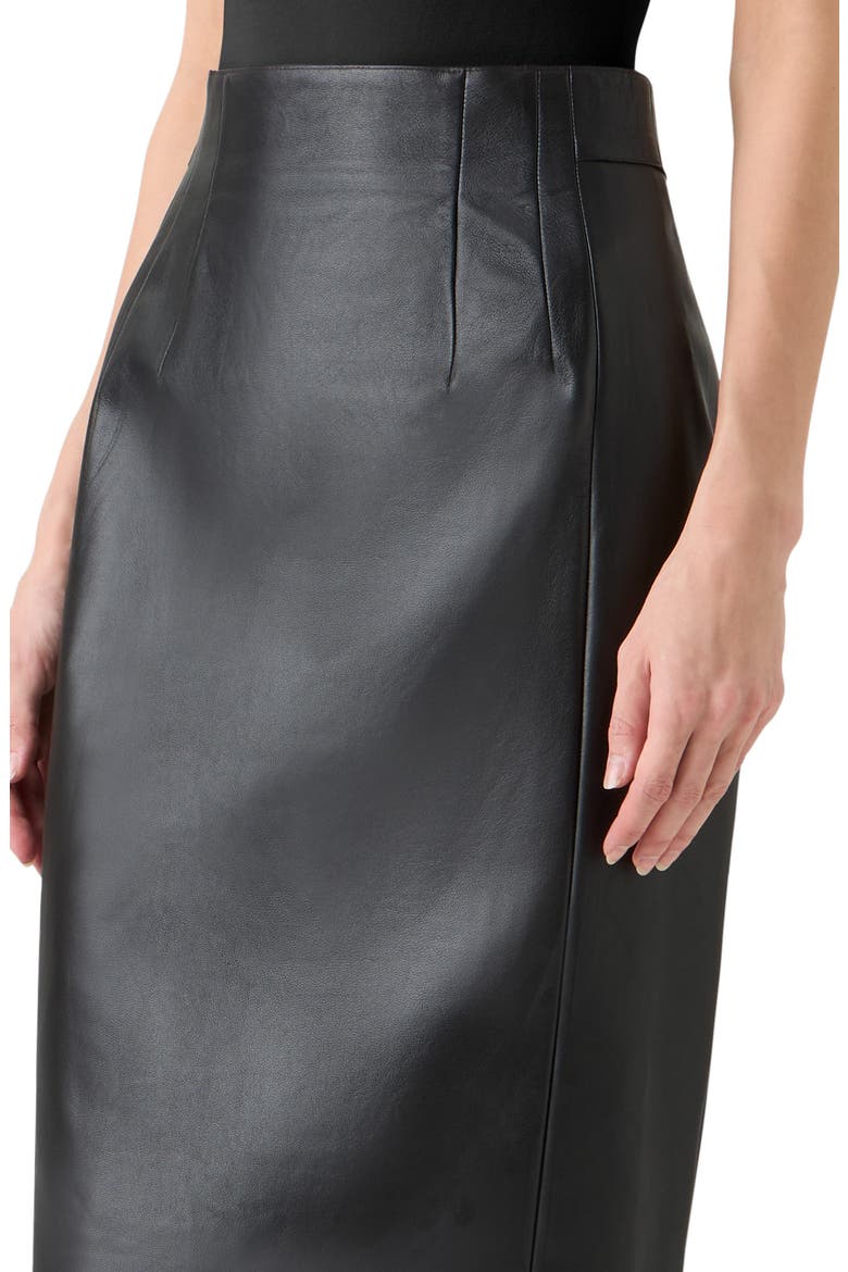 Lambskin Leather Pencil Skirt, Alternate, color, BLACK
