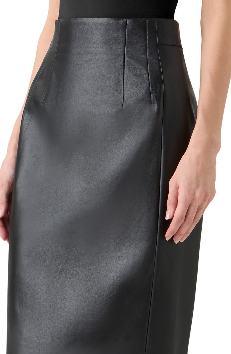 Akris Lambskin Leather Pencil Skirt, Alternate, color, Black