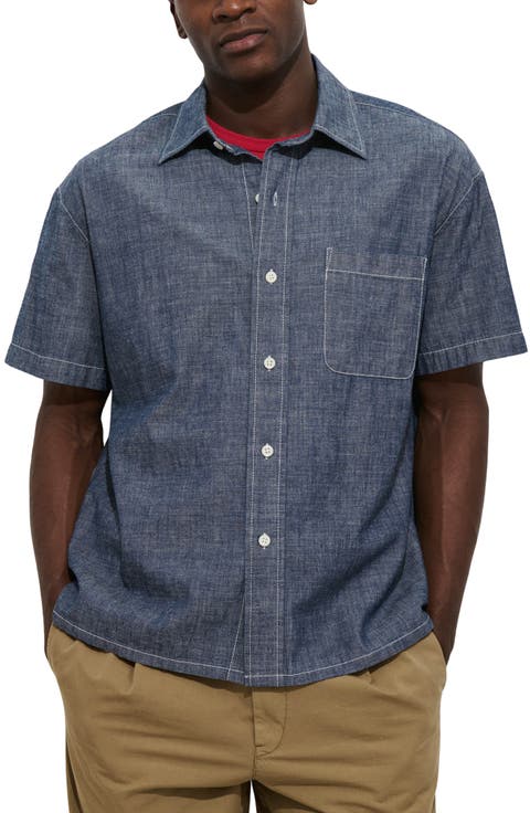 Franklin Short Sleeve Cotton Chambray Button-Up Shirt