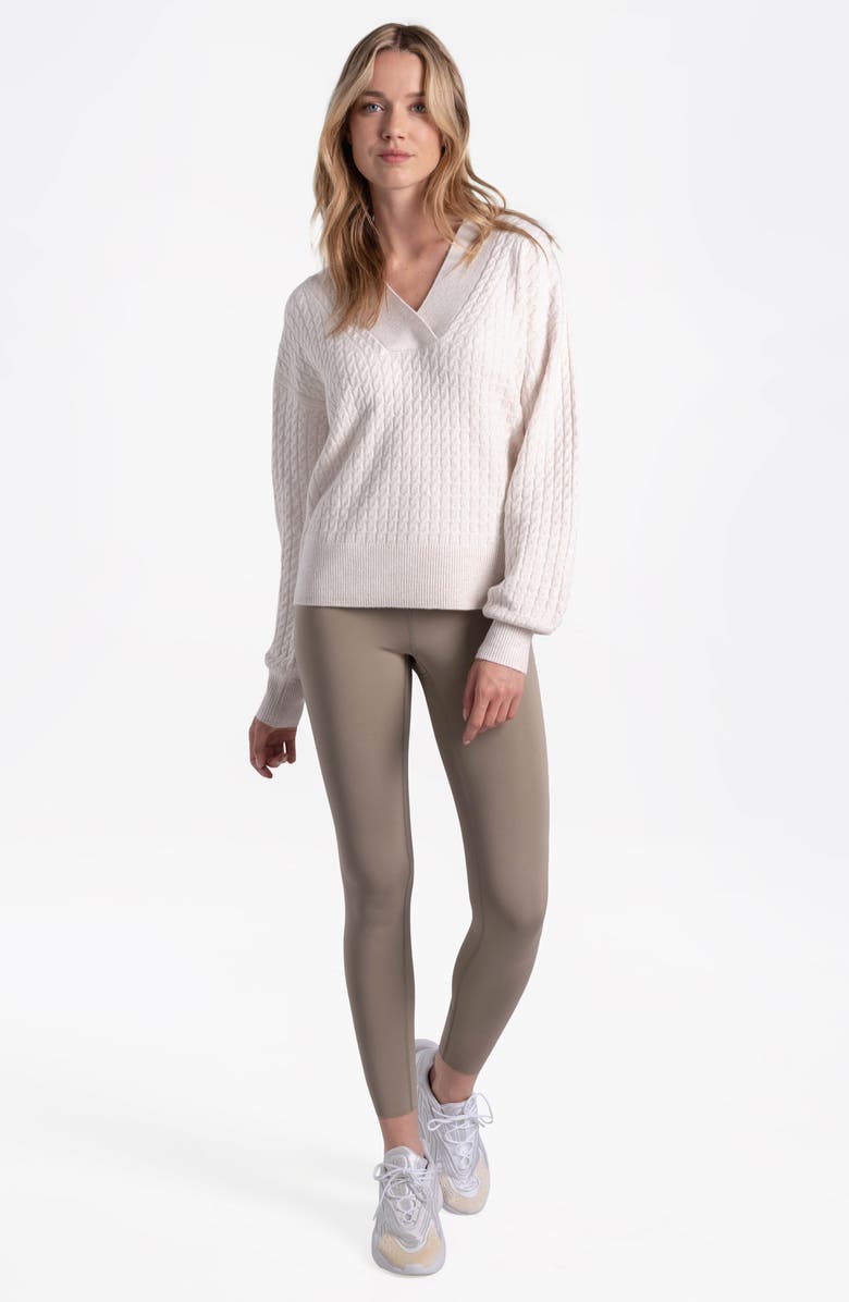 Lole Camille Cable Knit Pullover Sweater, Alternate, color, Dew Heather