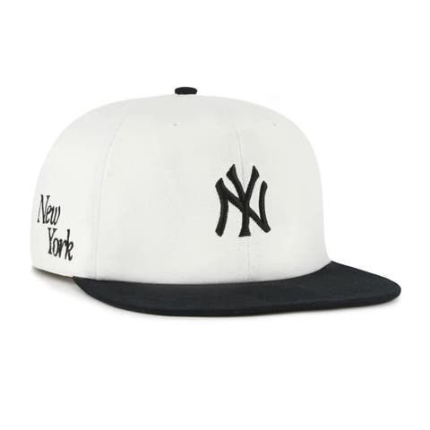 Men's '47 White/Black New York Yankees Foundation Captain Snapback Hat