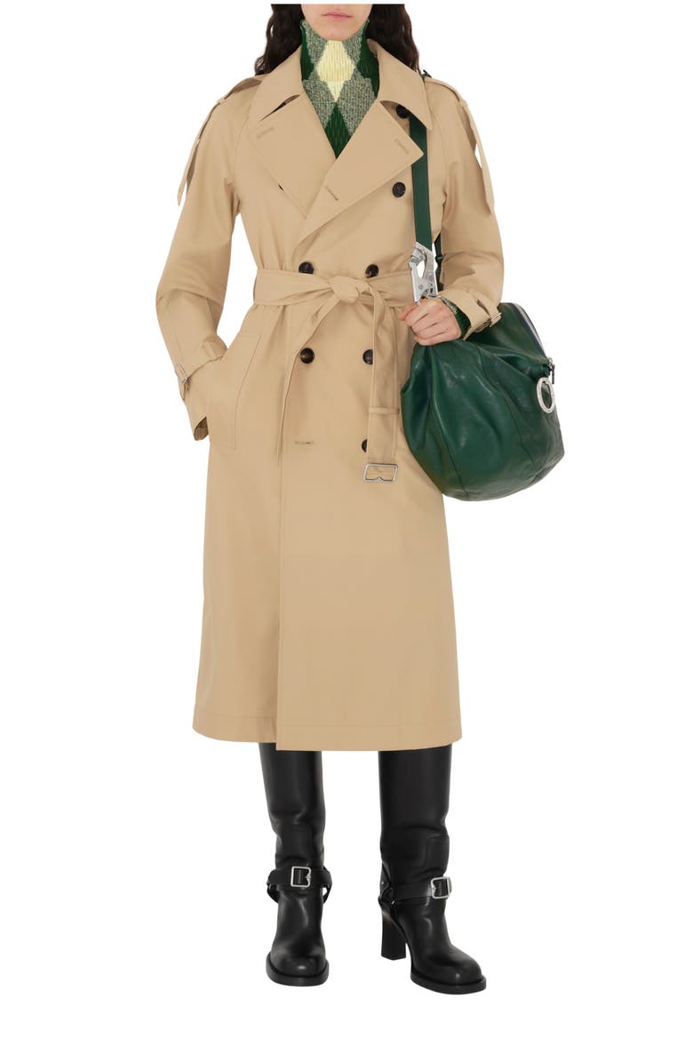 Burberry Long Gabardine Trench Coat, Main, color, 