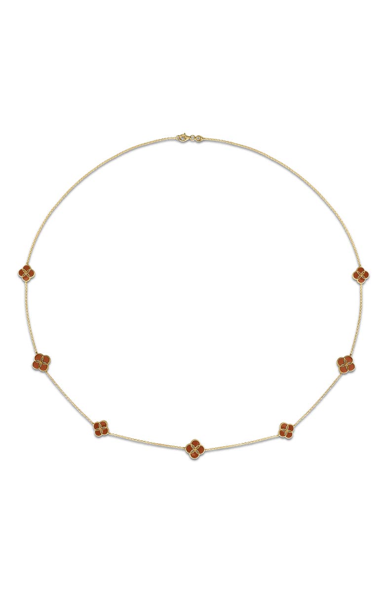 Julianna B. Carnelian Floral Station Necklace Yellow Plated Silver, Alternate, color, Yellow-Plated Sterling Silver